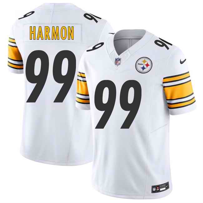 Men's Pittsburgh Steelers #99 Derrick Harmon White 2025 Draft F.U.S.E. Vapor Limited Stitched Football Jersey